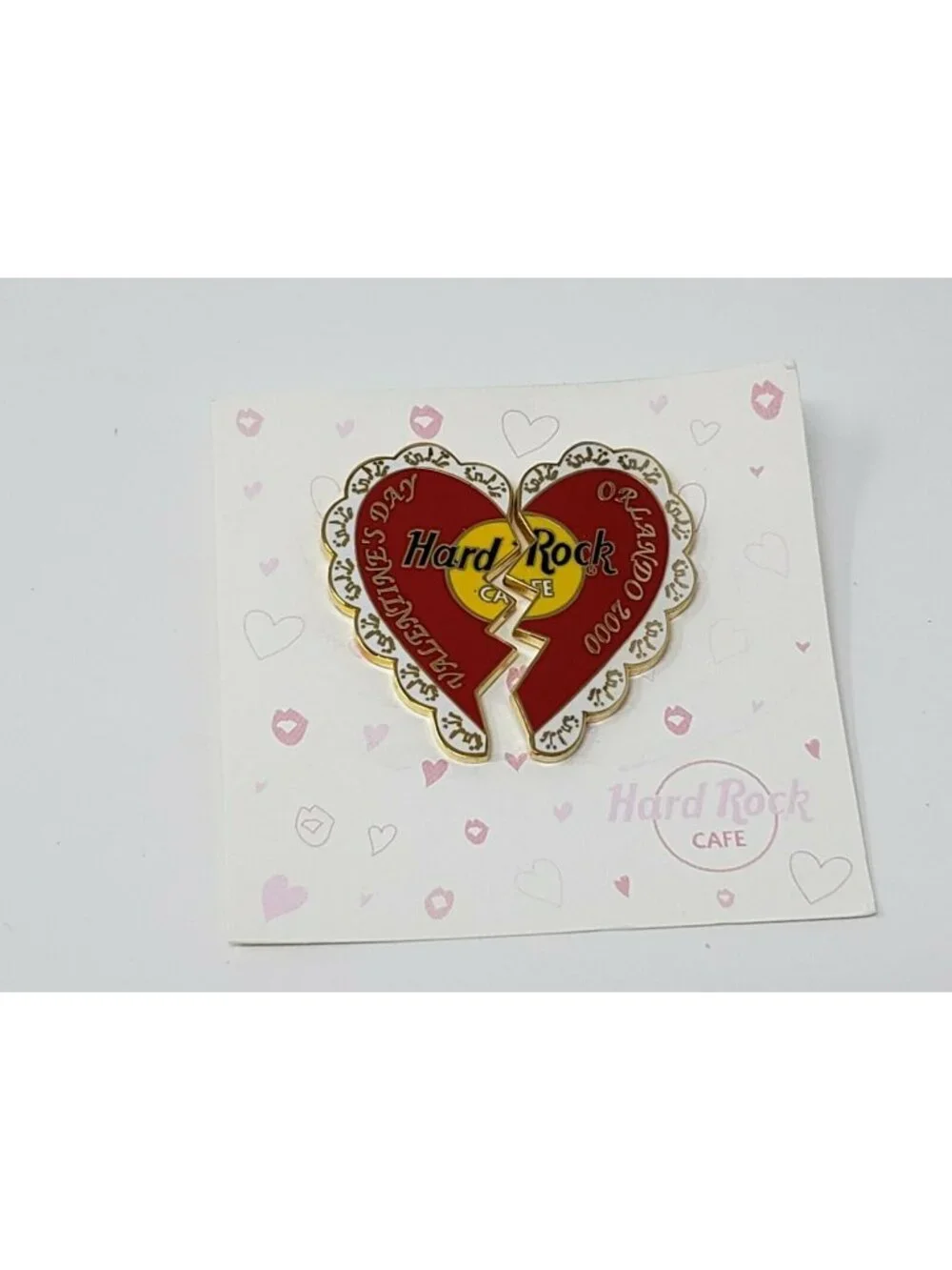 Hard Rock Cafe Orlando 2000 Valentine's Day 2 Piece Puzzle Heart Shaped Pin